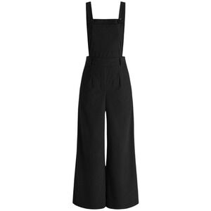 CIDER Black Corduroy Wide Leg Overalls Jumpsuit Adjustable Straps Size‎ XL